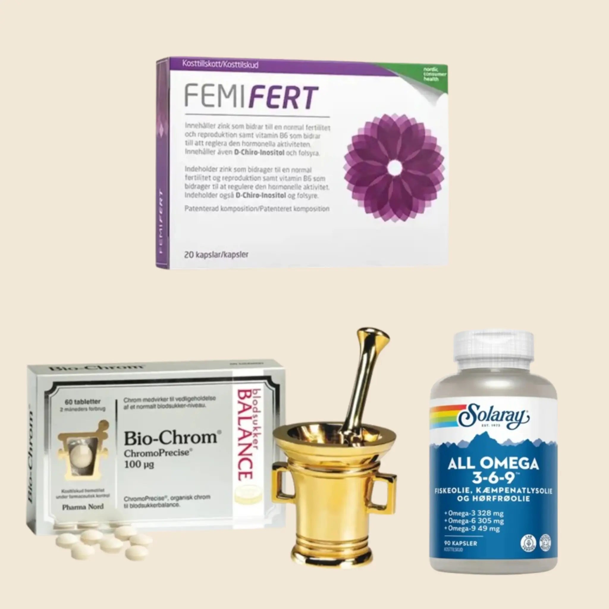 Pcos Kosttilskudspakke  Inositol, Chrom Og Omega 3 fra Femifert